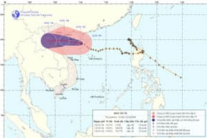 Bão số 10 cách bờ biển các tỉnh Quảng Ninh-Hà Tĩnh khoảng 450 km