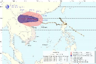 Bão số 10 hướng thẳng vào đất liền