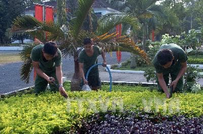 Sư đoàn 9 xây dựng cảnh quan môi trường xanh-sạch-đẹp.