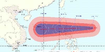 Bão Mirinae sẽ ảnh hưởng đến khu vực biển Đông
