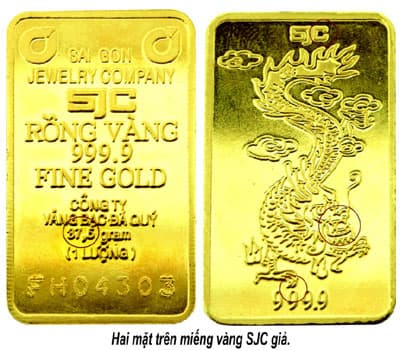 Vàng miếng SJC giả xuất hiện trên thị trường