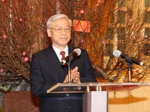 Tổng Bí thư Nguyễn Phú Trọng thăm và chúc Tết lực lượng Công an