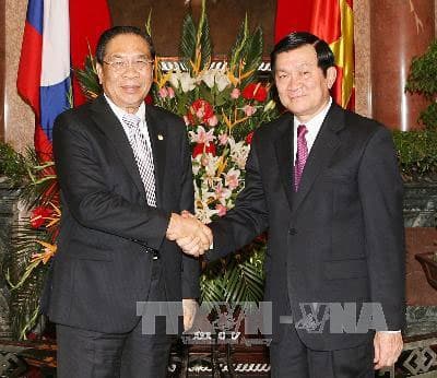 Lãnh đạo Đảng, Nhà nước ta đón, hội đàm, hội kiến với đồng chí Chum-ma-ly Xay-nha xỏn