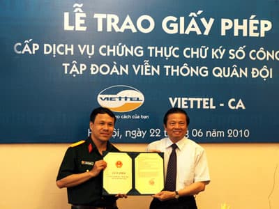 Cấp phép dịch vụ chứng thực số cho Viettel