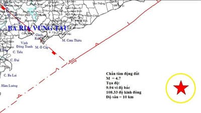 Động đất mạnh 4,7 độ richter ở ngoài khơi vùng biển Phan Thiết-Bình Thuận