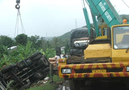 Phú Yên: Tài xế ngủ, xe rơi xuống ruộng rau muống