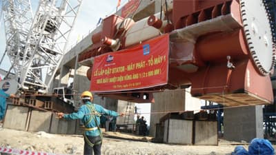 Lắp đặt thành công stator - máy phát tổ máy 1, Nhà máy nhiệt điện Vũng Áng 1