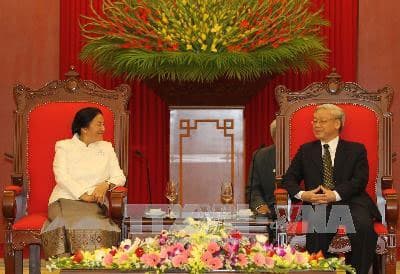 Lãnh đạo nước ta đón, tiếp, hội đàm với Chủ tịch Quốc hội Lào