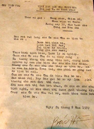 Thư Bác Hồ gửi May 10