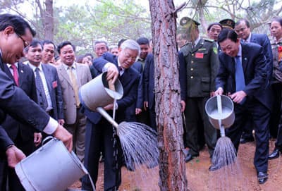 Tổng Bí thư Nguyễn Phú Trọng dự “Tết trồng cây” trên đồi Đồng Váng