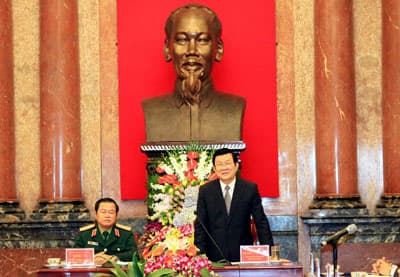 Chủ tịch nước Trương Tấn Sang làm việc với Bộ Quốc phòng về tình hình biên giới và công tác biên phòng