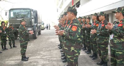 Trung tướng Trần Quang Khuê thăm và kiểm tra lực lượng thực binh tại diễn tập ADMM+HADR/MM EX