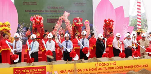 Khởi công xây dựng Nhà máy Hoa Sen tại Khu công nghiệp Đông Hồi Nghệ An