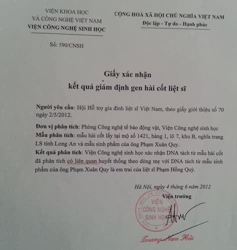 “Việc nhận mộ liệt sĩ của gia đình tôi đều dựa trên bằng chứng khoa học”