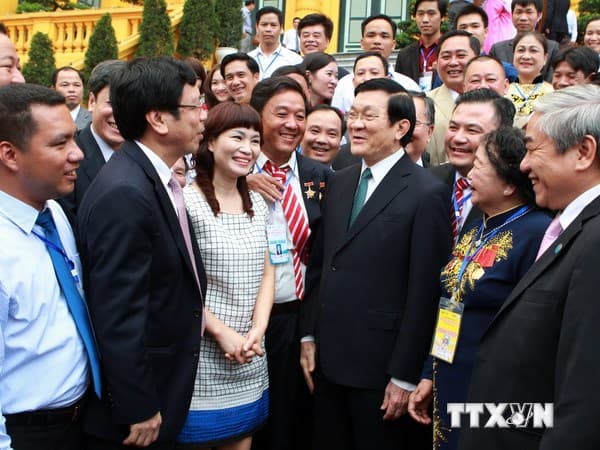 Chủ tịch nước Trương Tấn Sang tiếp đoàn đại biểu Doanh nghiệp Đổi mới - Sáng tạo