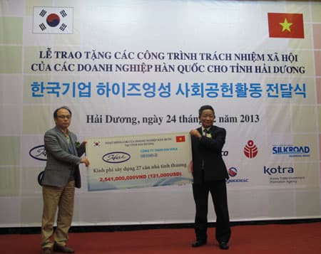 Hàn Quốc trao tặng các công trình trách nhiệm xã hội doanh nghiệp tại Hải Dương