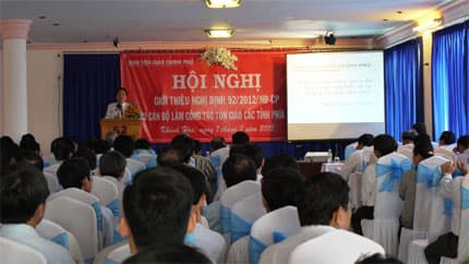 Hội nghị giới thiệu Nghị định 92/NĐ-CP cho cán bộ làm công tác tôn giáo