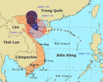Bão số 2 cách bờ biển các tỉnh phía Đông Bắc Bộ khoảng 130km