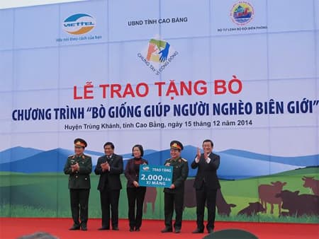 Trao tặng bò giống giúp đồng bào nghèo khu vực biên giới tỉnh Cao Bằng