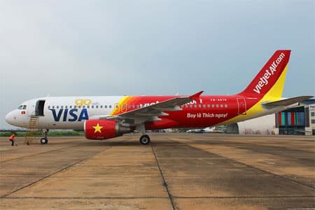 Tàu bay mới của VietJet mang biểu tượng Visa