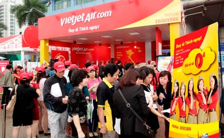 Vietjet bán vé máy bay giá từ 0 đồng tại Hội chợ Du lịch Quốc tế TP.HCM 2014