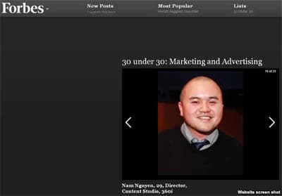 Chàng trai Việt vào danh sách "Tài năng trẻ" của Forbes