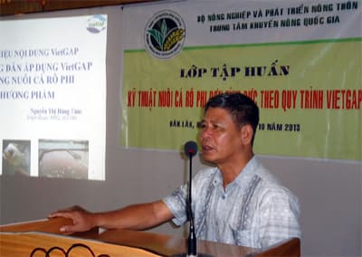 Tập huấn "Kỹ thuật nuôi cá rô phi đơn tính theo quy trình VietGAP” cho nông dân Đắc Lắc và Gia Lai