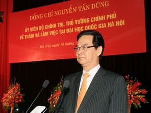 Thủ tướng Nguyễn Tấn Dũng thăm và làm việc tại Đại học Quốc gia Hà Nội