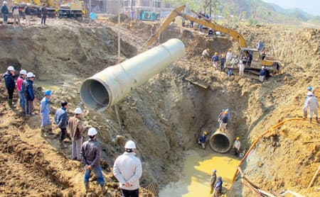 70.000 hộ dân Thủ đô lại mất nước sinh hoạt do vỡ đường ống nước sông Đà