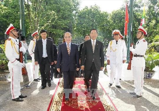 Lãnh đạo nước ta đón, tiếp, hội đàm với Chủ tịch Quốc hội Mi-an-ma