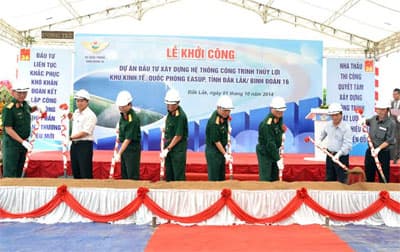 Binh đoàn 16 khởi công xây dựng hệ thống công trình thủy lợi
