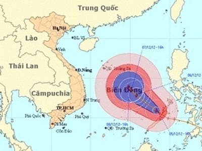 Bão Bopha chỉ còn cách Trường Sa khoảng 300km