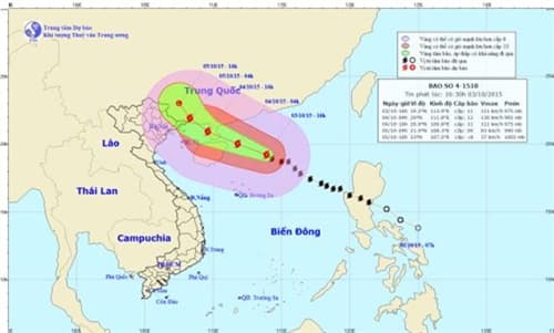 Từ đêm 4-10, bão số 4 sẽ gây mưa to ở các tỉnh Đông Bắc Bắc Bộ và vùng núi phía Bắc