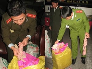 Hà Nội: Bắt giữ xe khách chở gần nửa tấn pháo lậu