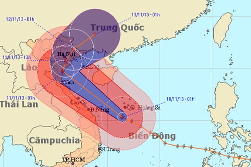 Tâm bão HaiYan chuyển hướng vào Thanh Hóa