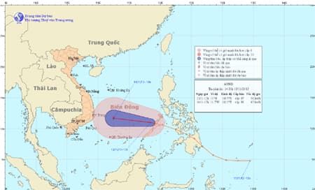 Áp thấp nhiệt đới hướng vào bờ biển Phú Yên - Ninh Thuận