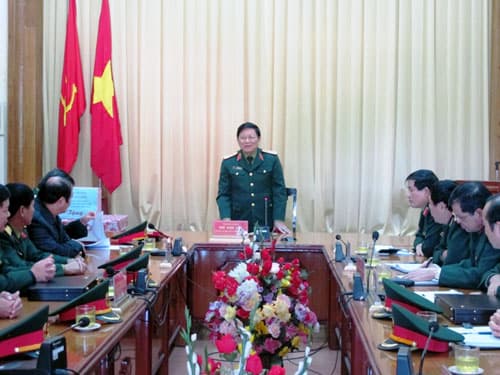 Thượng tướng Ngô Xuân Lịch làm việc tại Bộ CHQS tỉnh Bắc Kạn