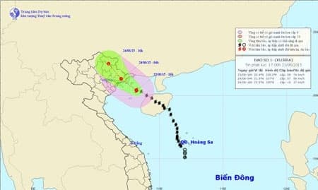 Bão số 1 cách bờ biển Quảng Ninh - Hải Phòng khoảng 150km về phía Đông Nam