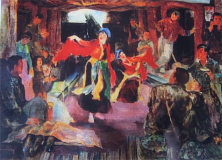 Bức tranh “Xuân trong hầm pháo Điện Biên”