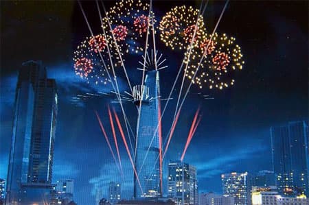 Trình diễn ánh sáng, pháo hoa nghệ thuật Tết Dương lịch 2015 tại TP Hồ Chí Minh