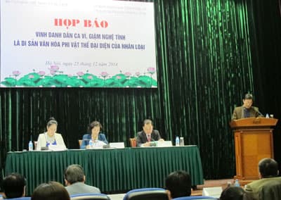 Tổ chức Lễ đón bằng của UNESCO vinh danh Dân ca Ví, Giặm Nghệ Tĩnh là Di sản văn hóa phi vật thể