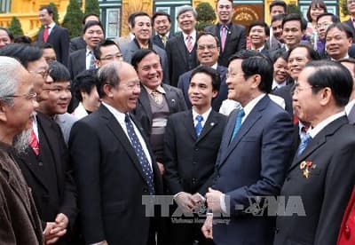 Chủ tịch nước Trương Tấn Sang gặp mặt Liên hiệp các hội UNESCO Việt Nam