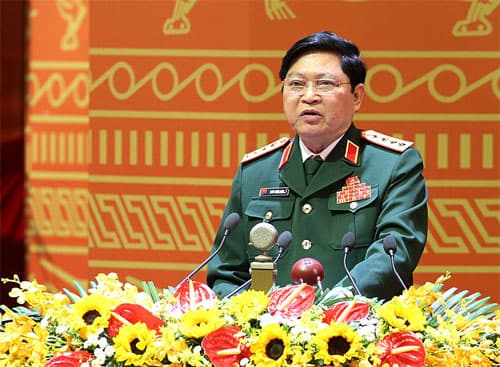 Đại tướng Ngô Xuân Lịch, Bí thư Trung ương Đảng, Ủy viên Thường vụ Quân ủy Trung ương, Chủ nhiệm Tổng cục Chính trị trình bày tham luận tại Đại hội XII của Đảng