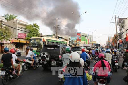 An Giang: Khống chế kịp thời vụ cháy lớn ở phường Mỹ Quý, thành phố Long Xuyên