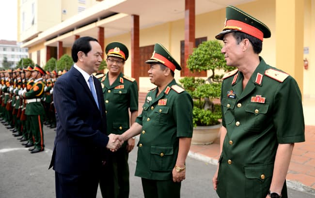 Chủ tịch nước Trần Đại Quang thăm và làm việc tại Bộ tư lệnh Quân khu 5