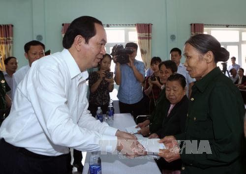 Chủ tịch nước Trần Đại Quang thăm Trung tâm Nuôi dưỡng-điều dưỡng người có công tỉnh Quảng Nam