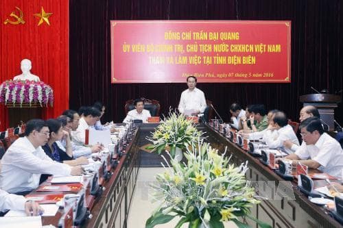 Chủ tịch nước Trần Đại Quang làm việc với lãnh đạo chủ chốt tỉnh Điện Biên