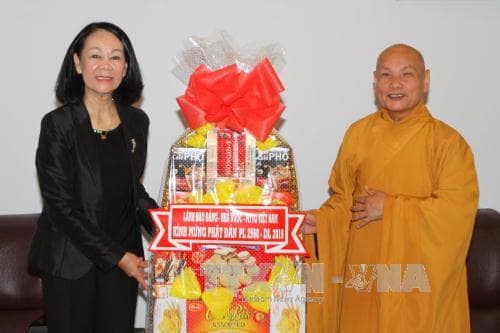 Đồng chí Trương Thị Mai chúc mừng các tổ chức, chức sắc tôn giáo tại Thành phố Hồ Chí Minh