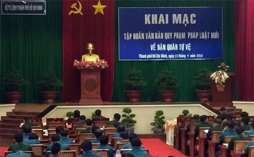 Tập huấn văn bản quy phạm pháp luật mới về dân quân tự vệ