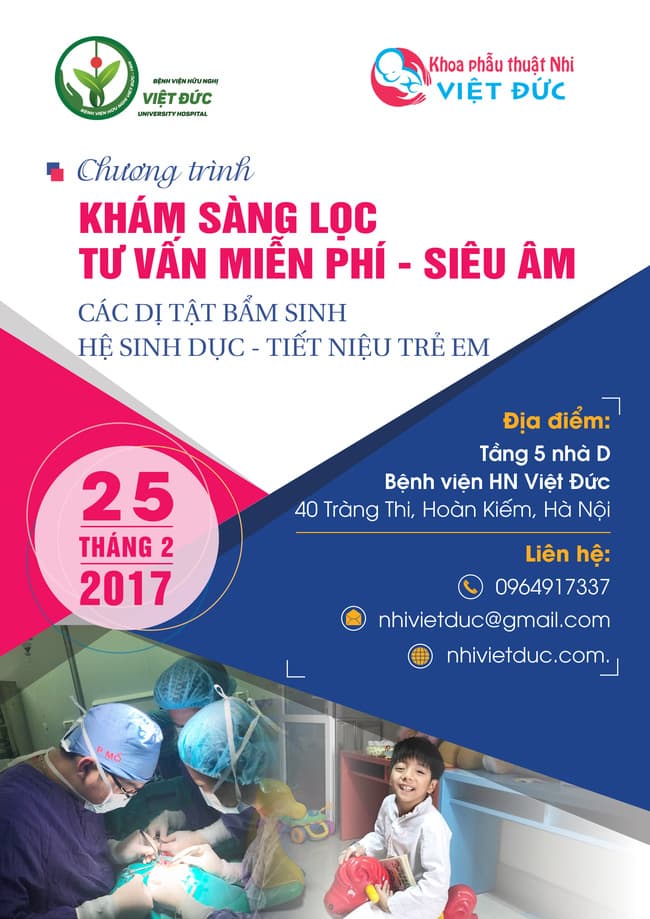 Bệnh viện Việt Đức khám miễn phí phát hiện dị tật tiết niệu, sinh dục cho trẻ em